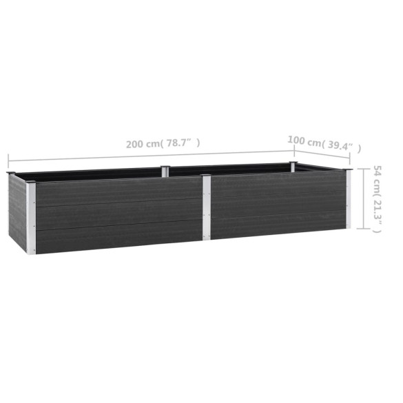 Strat Înălțat Grădină WPC 200x100 cm - Gri | Livrare Gratuită