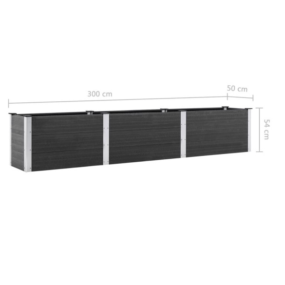 Strat Înălțat Grădină WPC Gri 300x50x54 cm - Livrare Gratuită