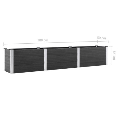 Strat Înălțat Grădină WPC Gri 300x50x54 cm - Livrare Gratuită