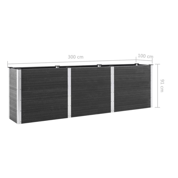 Strat Înălțat Grădină WPC Gri 300x100x91 cm - Livrare Gratuită