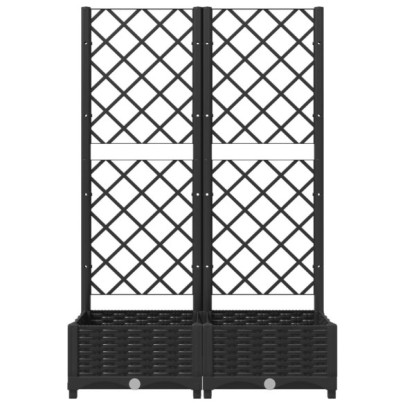 Jardinieră Grădină cu Spalier Negru - PP Rezistent