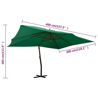 Umbrelă Grădină Consolă Lemn Masiv - Verde 4x3m | Livrare Gratuită