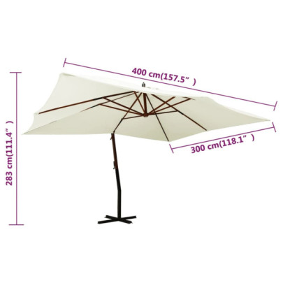 Umbrelă Grădină Lemn Masiv 400x300 cm | Livrare Gratuită