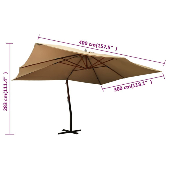 Umbrelă Grădină Lemn Consolă 400x300 cm | Livrare Gratuită