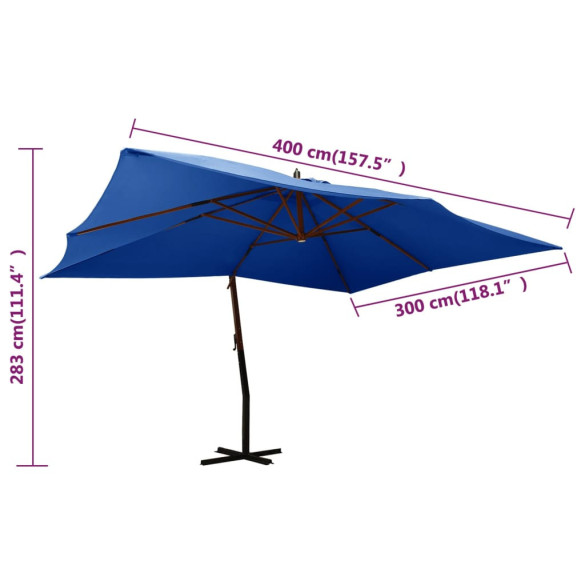 Umbrelă Grădină Consolă Lemn Albastru 400x300cm