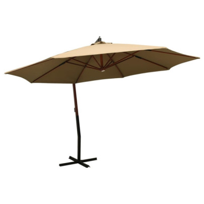 Umbrelă suspendată lemn 350 cm - Gri taupe - Livrare gratuită
