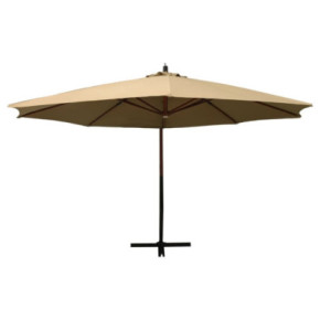 Umbrelă de soare suspendată - stâlp din lemn - 350 cm - taupe 2