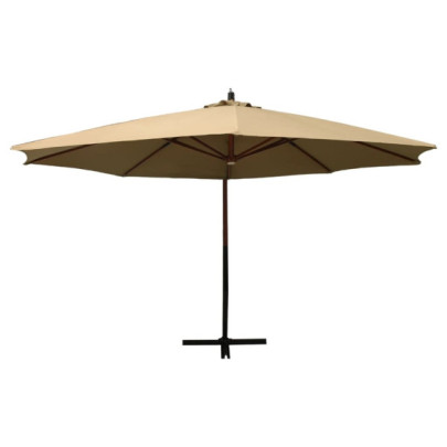Umbrelă suspendată lemn 350 cm - Gri taupe - Livrare gratuită