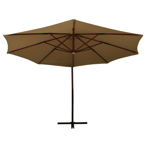Umbrelă suspendată lemn 350 cm - Gri taupe - Livrare gratuită
