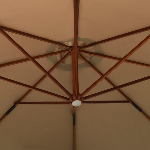 Umbrelă suspendată lemn 350 cm - Gri taupe - Livrare gratuită