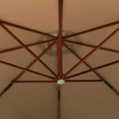 Umbrelă suspendată lemn 350 cm - Gri taupe - Livrare gratuită