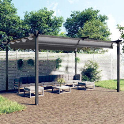 Pavilion de grădină - acoperiș retractabil - antracit - 4x3 m