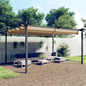 Pavilion Grădină Acoperiș Retractabil Gri Taupe 4x3 m