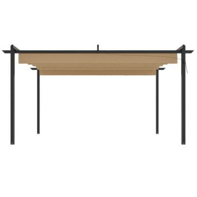 Pavilion Grădină Acoperiș Retractabil Gri Taupe 4x3 m