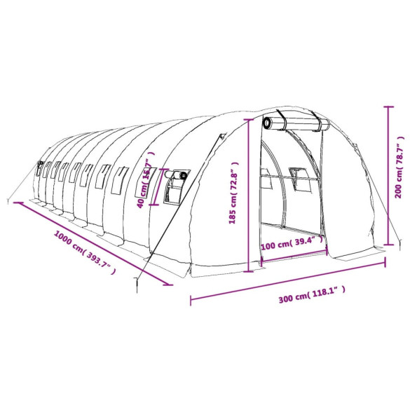 Seră Albă 10x3m cu Cadru Oțel | Livrare Gratuită Seră Albă 10x3m cu Cadru Oțel | Livrare Gratuită