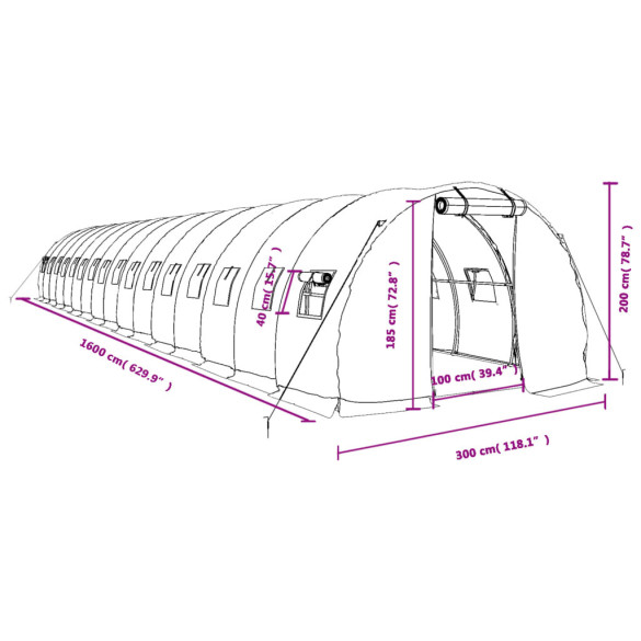 Seră din Oțel Alb - 16x3m - Cultivă Legume și Fructe Seră din Oțel Alb - 16x3m - Cultivă Legume și Fructe
