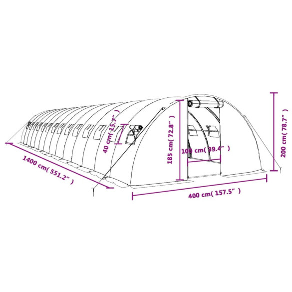 Seră Verde Oțel 14x4m - Cultivă Legume și Fructe Seră Verde Oțel 14x4m - Cultivă Legume și Fructe