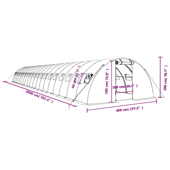 Seră Profesională 20x4m - Cadru Oțel, Acoperiș PE Seră Profesională 20x4m - Cadru Oțel, Acoperiș PE