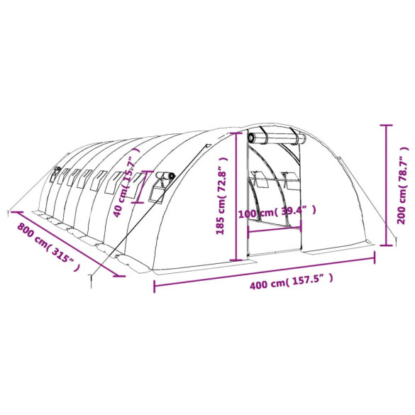 Seră Albă de Oțel 32 m² - Livrare Gratuită Seră Albă de Oțel 32 m² - Livrare Gratuită