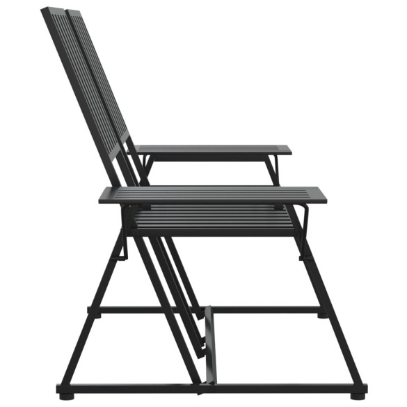 Bancă Grădină 2 Locuri Negru Oțel - Livrare Gratuită