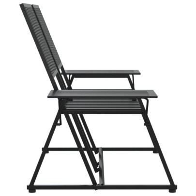 Bancă Grădină 2 Locuri Negru Oțel - Livrare Gratuită