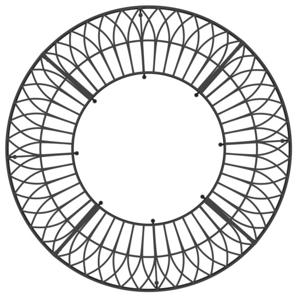 Bancă Circulară de Copac - Oțel Negru - Livrare Gratuită