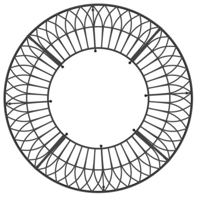 Bancă Circulară de Copac - Oțel Negru - Livrare Gratuită