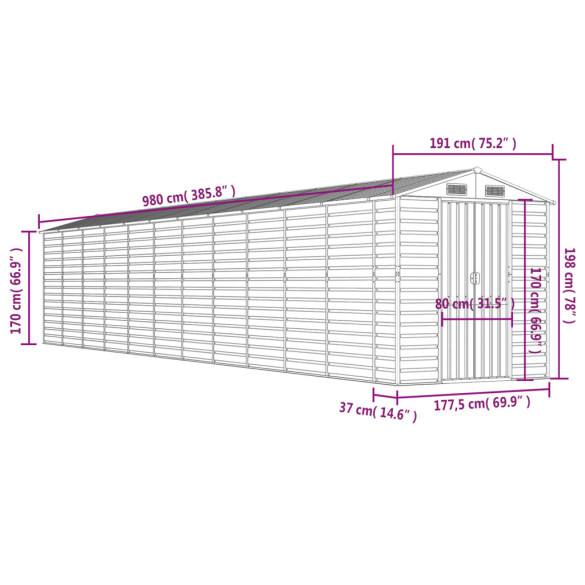 Șopron de Grădină Verde - Oțel Zincat - Depozitare Exterioară