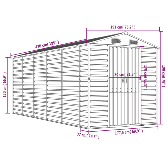 Șopron Grădină Antracit - Oțel Galvanizat - Depozitare Exterior
