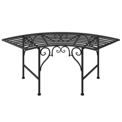 Bancă de Copac Oțel Negru - Livrare Gratuită