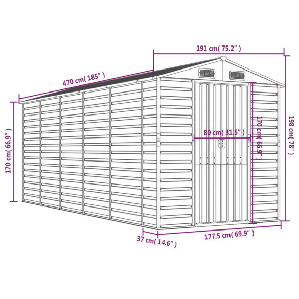 Șopron Grădină Maro - Oțel Galvanizat - Livrare Gratuită