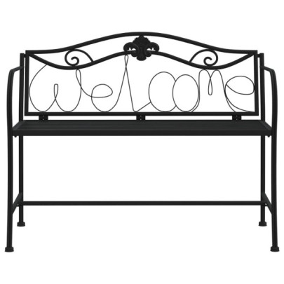 Bancă Grădină 2 Locuri Negru Oțel - Livrare Gratuită