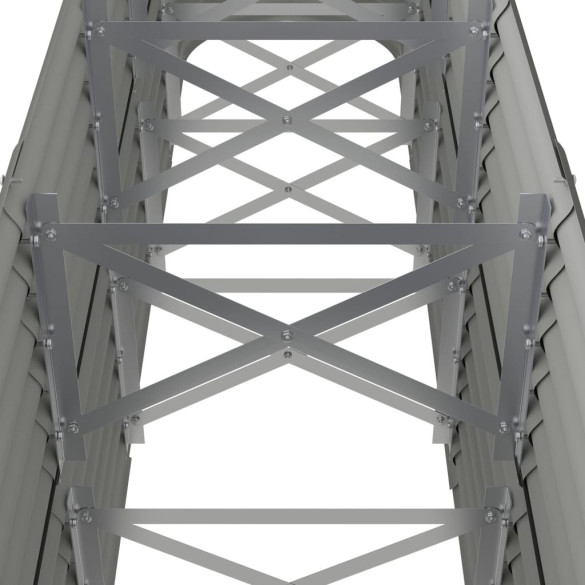 Strat Înălțat Grădină Gri 224x40x68cm - Oțel Rezistent
