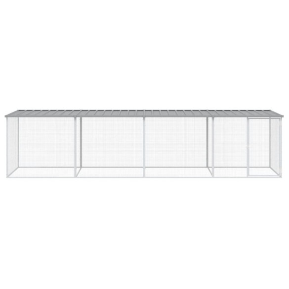 Coteț Pui Gri 403x98x90 cm - Oțel Galvanizat | Livrare Gratuită