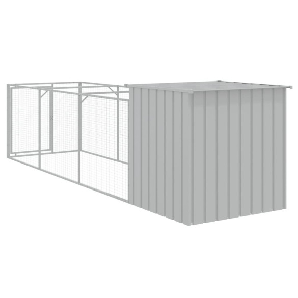 Cușcă și Țarc Câini Gri 110x405x110cm Oțel Galvanizat - Livrare Gratuită