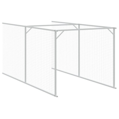 Cușcă și Țarc Câini Gri 110x405x110cm Oțel Galvanizat - Livrare Gratuită