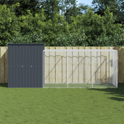 Coteț de Pui cu Incintă Antracit - Oțel Galvanizat Rezistent