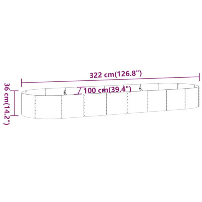 Strat Înălțat Grădină din Oțel | 322x100x36 cm | Livrare Gratuită