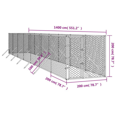 Padoc Exterior Câini Oțel Galvanizat 2x14x2m - Livrare Gratuită