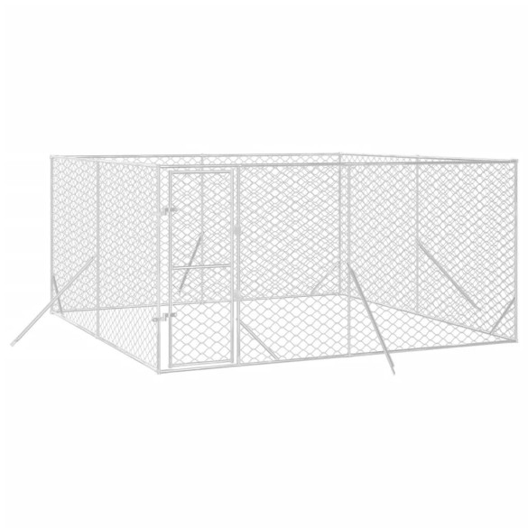 Padoc Exterior Câini 4x4x2m Oțel Galvanizat Argintiu