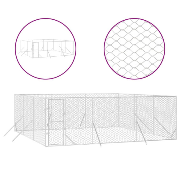 Padoc Câini Exterior 6x6x2m Oțel Galvanizat - Livrare Gratuită