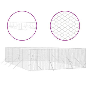 Padoc Exterior Câini Argintiu 6x10x2m Oțel Galvanizat 2