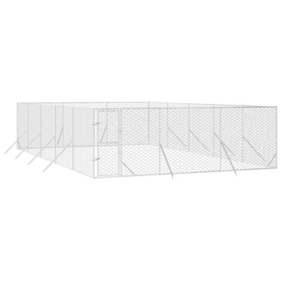 Padoc Exterior Câini Argintiu 6x10x2m Oțel Galvanizat