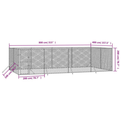 Padoc Câini Exterior 8x4x2 m Oțel Galvanizat - Livrare Gratuită