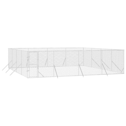 Padoc Exterior Câini 8x8x2 m Oțel Galvanizat | Livrare Gratuită