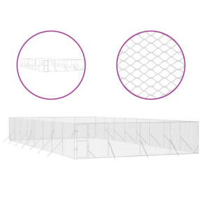 Padoc Câini Exterior Argintiu 8x16x2m - Oțel Galvanizat 2