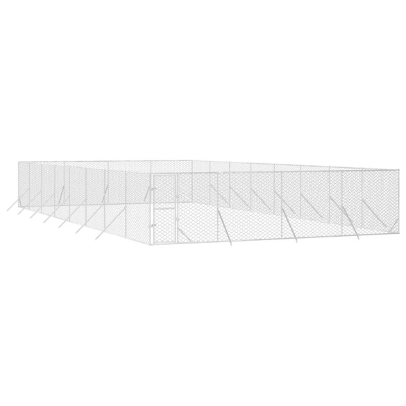Padoc Câini Exterior Argintiu 8x16x2m - Oțel Galvanizat