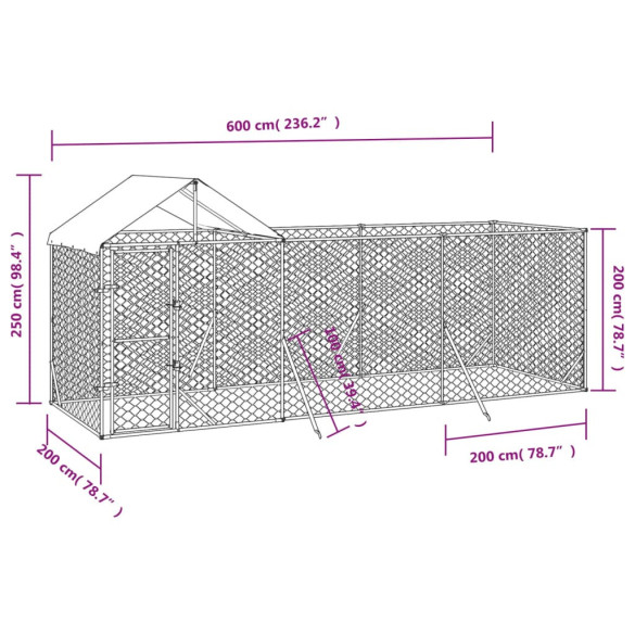 Padoc Exterior 6x2m Acoperit - Oțel Galvanizat | Livrare Gratuită