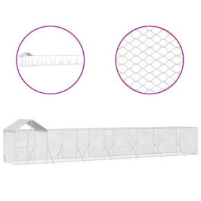 Padoc Exterior 14x2x2,5 m - Oțel Galvanizat cu Acoperiș 2