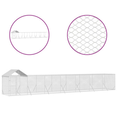 Padoc Exterior 14x2x2,5 m - Oțel Galvanizat cu Acoperiș